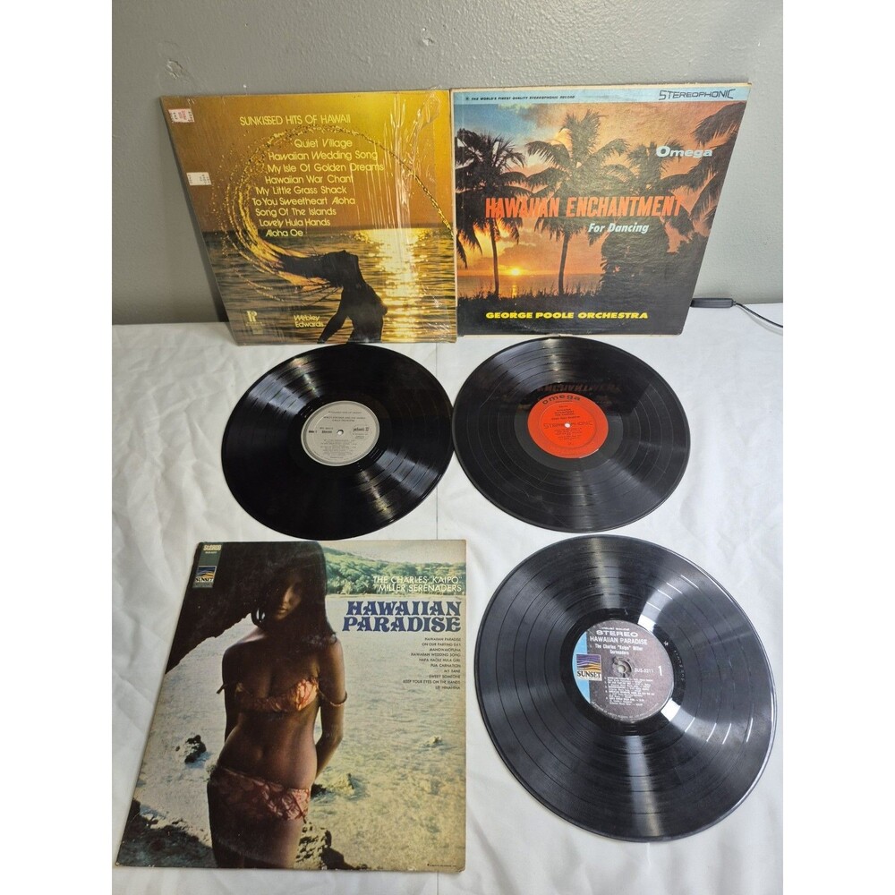 Vintage 1960s Lot 11 Hawaiian Music 12” Vinyl Record Albums 49th State Hawaii